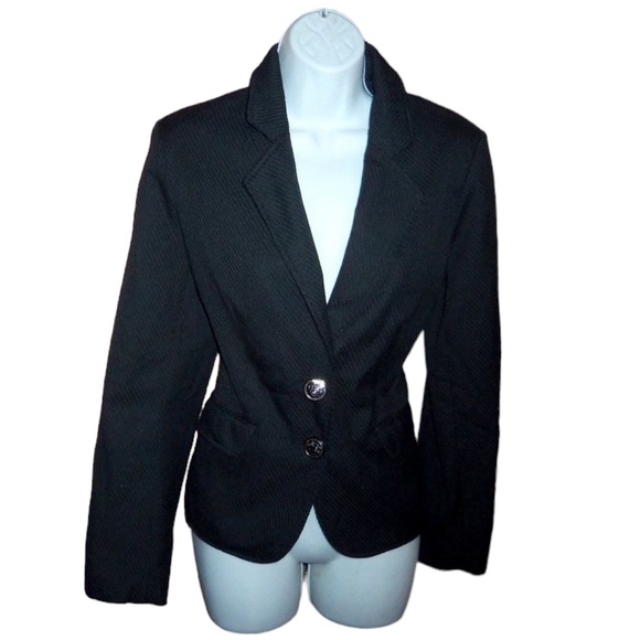 1830 Black Lined Silver Tone Crest Button Blazer Jacket - Size 10 - Picture 6 of 9